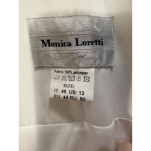 Monica Loretti Wedding Dress Style #8188 SZ 12 White With Sheer Sleeves - Picture 12 of 16